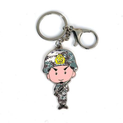 China Camouflage Be Printed Over Hard Enamel Metal Zinc Alloy Hard Enamel Camouflage Cartoon Sodier Police Military Key Chain for sale