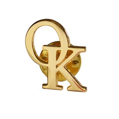 China Custom Europe Cutout Letter Alphabet Gold Plated Lapel Pin OK for sale