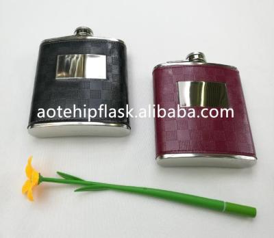 China Outer hip flask leather wrapped jug with high quality stainless steel for sale