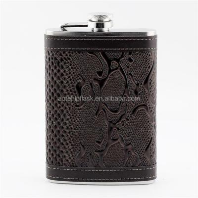 China Custom leather gift jack daniels stainless steel hip flask for sale