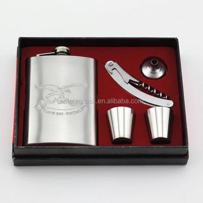 China DIY Gift Item Stainless Steel Hip Flask /cup/funnel Set With Gift Box for sale