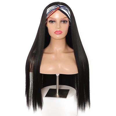 China Natural Straight Black Hair Band Wig Wholesale Long Straight Synthetic Hair Wigs For Black Women for sale