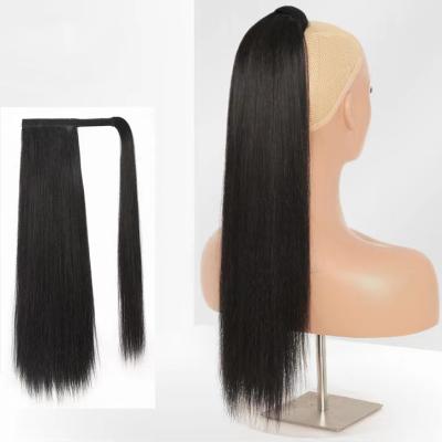 China New Fashion High Temperature Fiber Synthetic Pony Tail Hair Extensions Drawstring Black Wave Hair Ponytails Silky Straight Long for sale