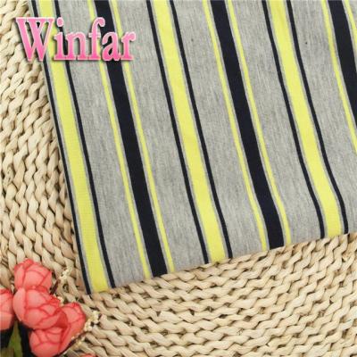 China Winfar Plain Textile Good Dyeing Ring Spun Rayon Yarn Dyed Bar Viscose Knit Fabric for sale