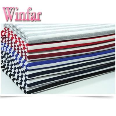 China Supplier Factory Anti-static Shaoxing Single Jersey Yarn Dyed Stripe Knitting Cotton Fabric For Garment for sale