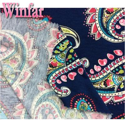 China Simple fashion design printed plain rayon spandex tank top knitting fabric for garment for sale