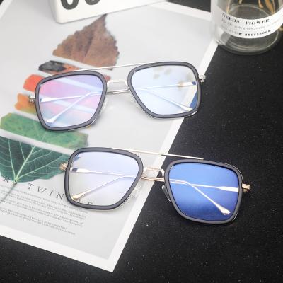 China Simple Glasses Wholesale Designer Retail Handsome Custom Plain IronMan Tony Stark Same Style Fashion Sun Shade Sunglasses 2021 Glass for sale