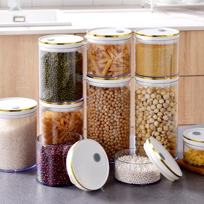 China Transparent Plastic Food Grade Viable Kitchen Fresh-Keep Sealed Cans Coffee Beans Tea Sugar Nuts Seasoning Storage Box Container Set for sale