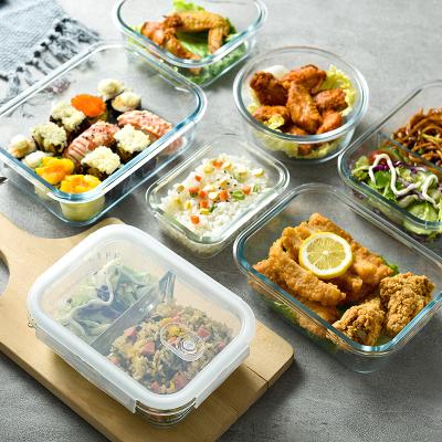 China Viable Leakproof Airtight Japanese Style Food Tableware Meal Prep Glass Storage Containers Bento Lunch Boxes for sale