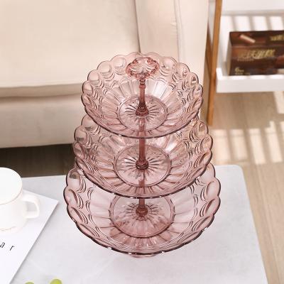 China Wholesale Viable New Year Party Wedding Plastic 3 Tier Snack Fruit Serving Tray For Decor for sale