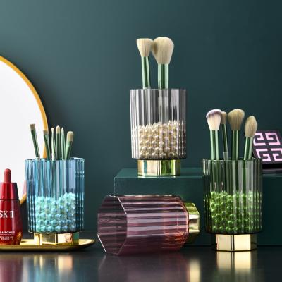 China Viable Polygonal Bathroom Countertops Cosmetic PP Makeup Brush Storage Cup Toothbrush Cup for sale