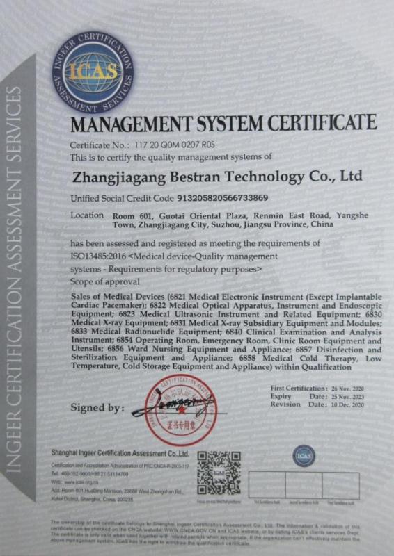 ISO13485 - Zhangjiagang Bestran Technology Co., Ltd.