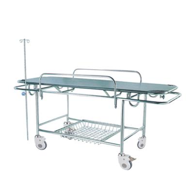 China Hospital BT-TR015 Stainless Steel Patient Transfer Stretcher Medical Manual Transport Trolley IV Pole Wheels Price for sale