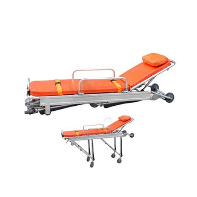 China BT-TA001 Cheap Medical Yellow Self Loading Emergency Ambulance Stretcher Folding Trolley Self Loading Patient Price for sale