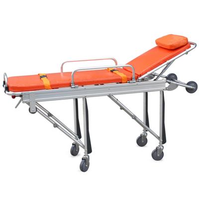 China Cheap BT-TA001 Hospital Aluminum Emergency Patient Ambulance Stretcher Medical Self Loading Self Loading Trolley With Wheel Price for sale