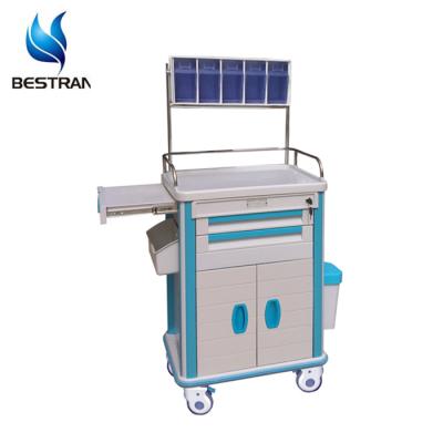 China ABS Hospital BT-AY008 Medical Emergency Anti Accident Trolley Mobile Nursing Trolley Plastic Corrosive Anesthesia Trolley With Drawers Doors Price for sale