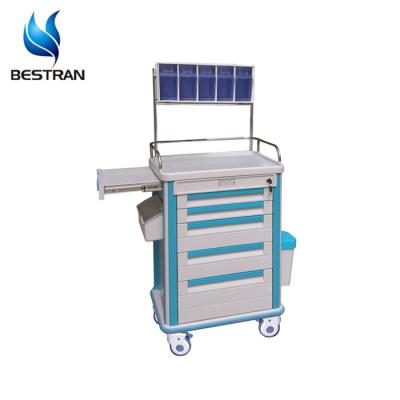 China ABS Anti Corrosive Plastic Hospital BT-AY007 Mobile Medical Nursing Trolley Anesthesia Trolley With 5 Drawers Price for sale