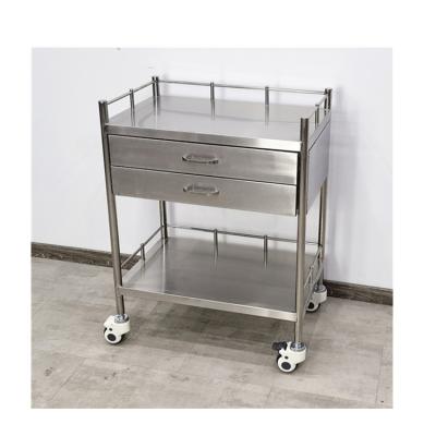 China Hospital BT-SIT022 Stainless Steel Anti Corrosive Cheap Medical Surgical Instrument Cart Dressing Trolley 2 Drawers Price for sale