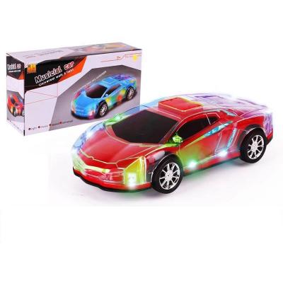 China Slide Button LED Toy Cars Wholesale Light Vehicle With Music Electric Car Automatic Toy For Kids Electronic Car Battery Operated Toys for sale