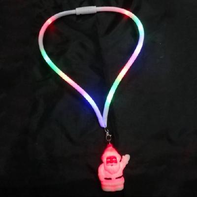 China Festival Party Toys Flashing LED Light Up Christmas Necklace with Cloth Lanyard for Christmas Occasion and Party Decoration Event for sale