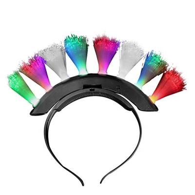 China Decoration LED Light Up Fiber Opticl Mohawk, Mohawk, LED Hat Mohawk Fiber Mohawk Wig Light Up Hat For Birthday Halloween Christmas Cosplay Party for sale