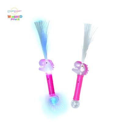 China Colorful LED Fiber Optic Flashing Wand LED Light Up Fiber Optic Dinosaur Wands With Prism Ball, Glow Stick Wand, Flashing Magic Wand For Themed Party Of boy dinosaur for sale