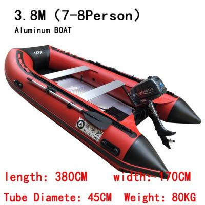 China China PVC 3.8m PVC Aluminum Hard Bottom Rigid Inflatable Boat For Fishing for sale