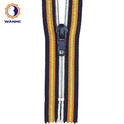 China Auto Lock #7 Nylon Zipper, C/E A/L With Multi Color Band for sale