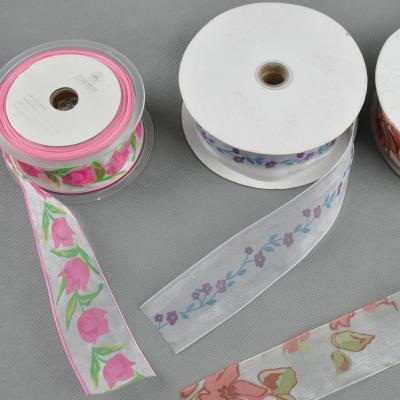 China Viable wholesale custom made logo ribbon organza color ribbon custom printed for gift wedding for sale