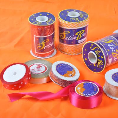 China Sustainable 100% Multi Color Satin Ribbon Ribbon Polyester Band Roll for sale