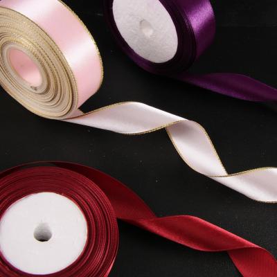 China Custom 100% factory wholesale logo ribbon polyester double side face slik workable single satin ribbon for sale