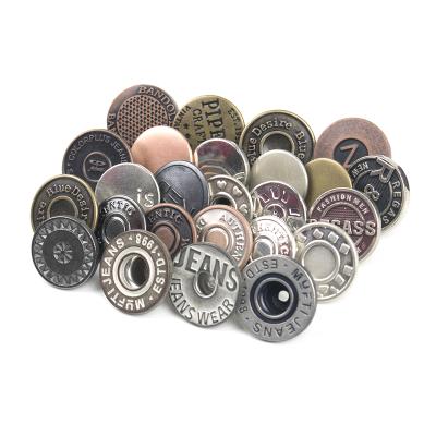 China Custom Logo Dry Cleaning Jeans Customized Brass Copper Metal Studs Buttons For Jeans for sale