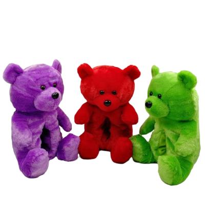 China (8.5inch internal) Eco-friendly material Customized Red Teddy Bear Slippers for sale