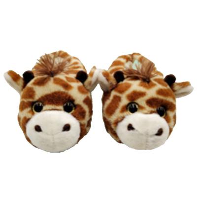 China Custom Made Eco-Friendly Plush Cute Washable Warm Slippers Giraffe Kids Indoor Slippers for sale