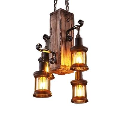 China China Pendant Lamp Industrial Wholesale Rustic Hanging Iron And Wood Ceiling Lamp for sale