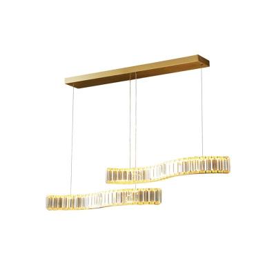 China Modern Crystal Led Pendant Lamp Villa Luxury Modern Staircase Led Dimmable Steel Pendant Lamp for sale