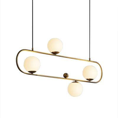 China Modern Home Deco Glass Ball Gold Metal Pendant Lamp Dining Room Hanging Chandelier for sale