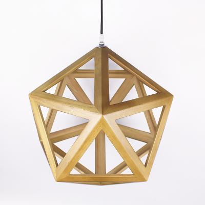 China Mid Century Style Modern Industrial Chandelier Light E27 Wood Pendant Lamp For Dining Room for sale