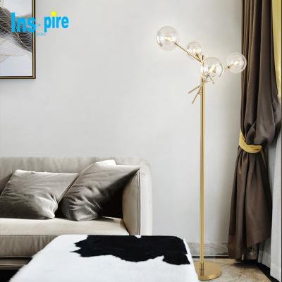 China Modern Nordic Metal Floor Lamp Gold Color Glass Standing Lamp Led Floor Lamp Lighting for sale