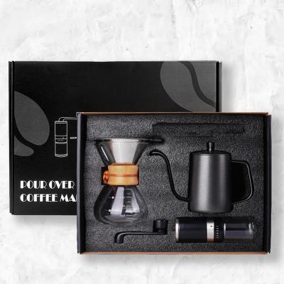 China Amazon Viable Hot Sale V60 Pour Over Drip Kettle With Premium Gift Box Manual Outdoor Travel Portable Grinder Coffee Maker Set for sale