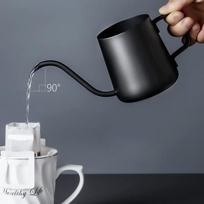 China Sustainable Manual Pour Over Long Hand Drip Pot Black Stainless Steel Spout Hotel Gooseneck Coffee Kettle for sale