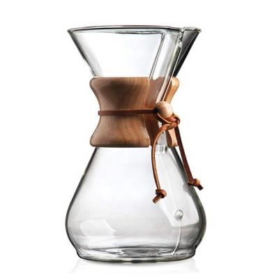 China Sustainable 600Ml 800Ml Chemex Jar Glass Screen Strainer Pour Over Coffee Maker for sale