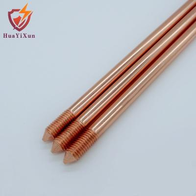 China Pure Copper Electrical Grounding Rod Threaded Grounding Rods Lightning Protection for sale