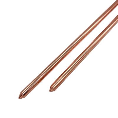 China Professional Lightning Protection Supplier Pure Copper Coated Steel Ground Rod For Earthing System for sale