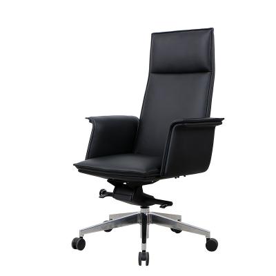 China PU High Back executive black leather office chair Lumbar Support for sale