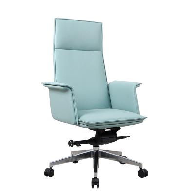 China Customized Exclusive Modern Leather Blue Swivel Desk Chair for sale