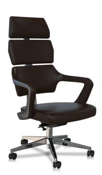 China Ergonomic black leather executive chair Fixed Armrest for sale