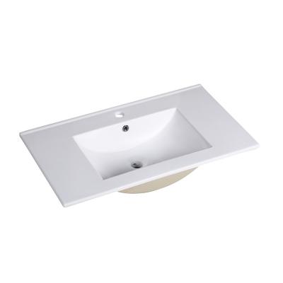 China Easy Clean Custom Design White Glossy Bathroom Wash Basins Sink Ceramic Sanitary Ware Cabinet Wash Basin for sale