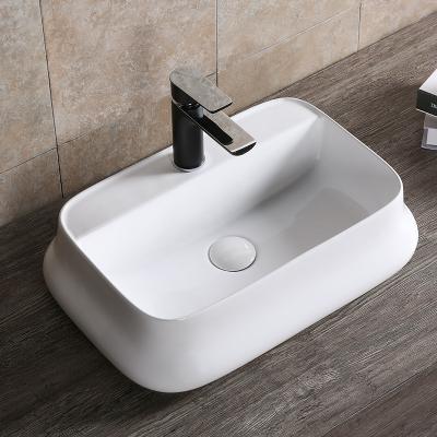 China Simple Classic Unique Modern Clean Hole Square Shape Bathroom Ware Basin Ware Ceramic Washbasin for sale