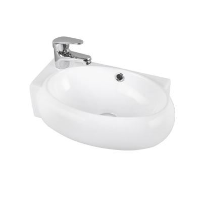 China Modern Style Luxury Clean Easy Art Oval White Ceramic Wall Hung Small Bathroom Art Basin Sinks for sale